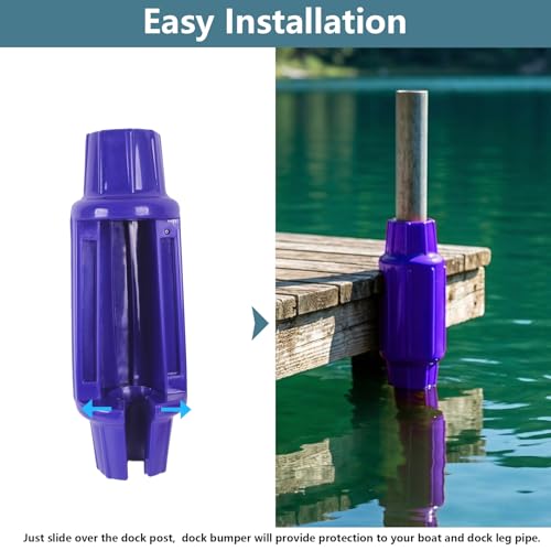 Dock Bumpers for Poles 2/4/6 Pack, Dock Post Bumpers 2" Diameter, Dock Bumpers for Docking Pole Bumpers for Post Slip-on Vertical Soft UV-Resistant Marine Grade Vinyl Black/White/Blue/Grey/Red/Purple - style: Purple-2 Pack