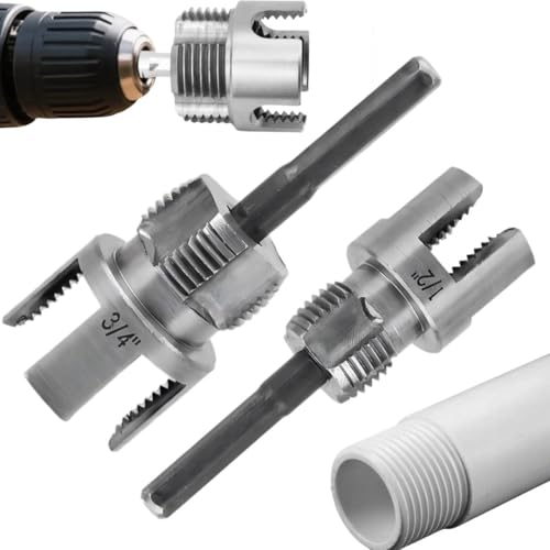3Pcs PVC Pipe Threader Tool - 1/2" & 3/4" & 1" Dual-Function Internal External Pipe Threading Tool for Water Pipe (1/2" & 3/4") - size: 1/2" & 3/4"
