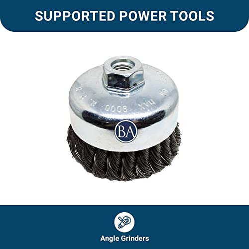 Benchmark Abrasives 4" Knot Wire Cup Brush for Narrow Holes Derusting Paint Removal Deburring Ferrous Metals Concrete, Wire End Brush for Angle Pneumatic Grinder - (Carbon Steel) - size: 4" Knot Wire, style: Carbon