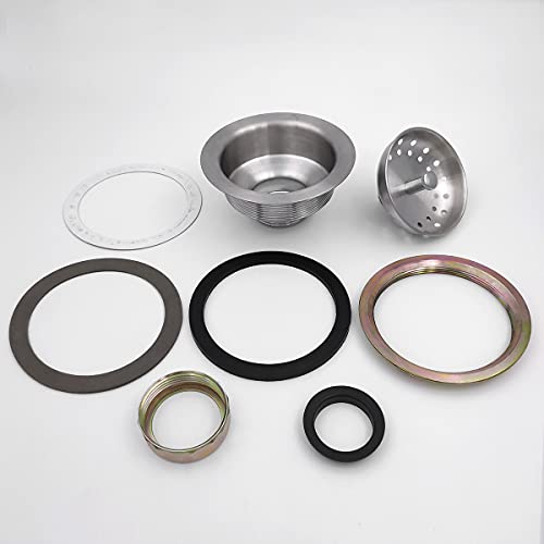 EADOT 3-1/2 Brushed Nickel Sink Drain Assembly with Strainer Basket Stopper