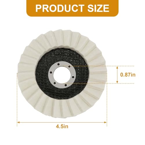 5 Pack Wool Felt Flap Polishing Disc Wheel,4-1/2" x 7/8" for Angle Grinder