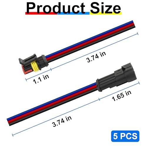 BFXM 5 Sets Car Waterproof Electrical Connector, 16 AWG 3 Pin Connector - color: 3pin, size: 5 Sets