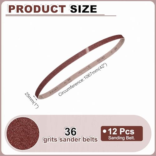 HARFINGTON 1 x 42 Inch Sanding Belts, 12 Pcs 36 Grits Aluminum Oxide Abrasive Belt Sander File Belt for Woodworking, Metal Polishing, Knife Sharpener - size: 1 x 42 Inch(36 Grit)
