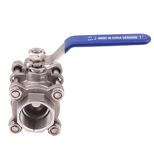 DERNORD Ball Valve 1 Inch NPT Threaded - Stainless Steel 304 Female 3 Piece Full Port (1" NPT Female) - size: 1" NPT Female