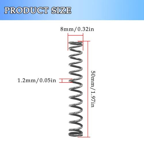 10 Pcs Compression Spring,Spring Steel,for Repair Industry and DIY Restoration Projects,1.2mm Wire Size,8mm OD,50mm Free Length - size: 1.2x8x50mm