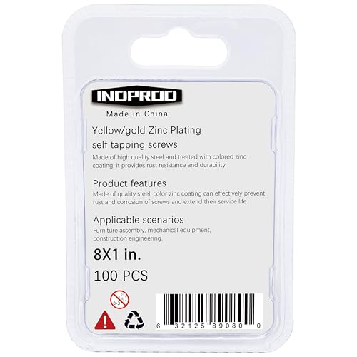 Wood Screws #8 × 1", Flat Head Phillips Wood Screws, Yellow Zinc Plated Steel, High Strength Self Tapping Screws, Screws for Wood/Metal/Plastic/Drywall/Furniture/Timber, 8 × 1-Inch, 50Pcs - size: #8X1"