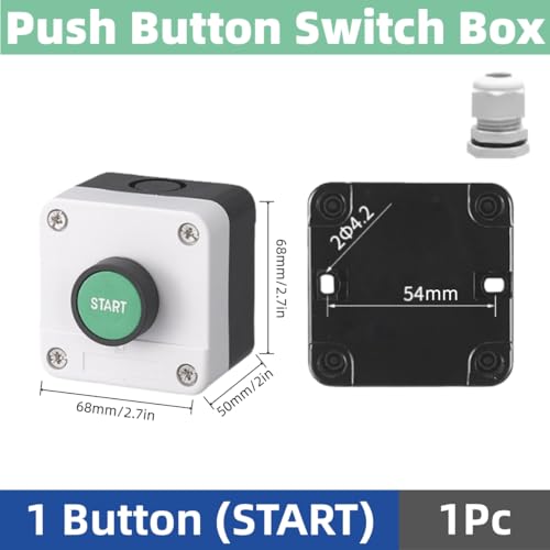 22mm Momentary Push Button Switch Station Box Emergency Stop Buttons IP65 Waterproof Control Switch for Gate Opener Self-Resetting Self-Locking Industrial Hand-Held Control Box(One Button) - size: 1 Button ( START )