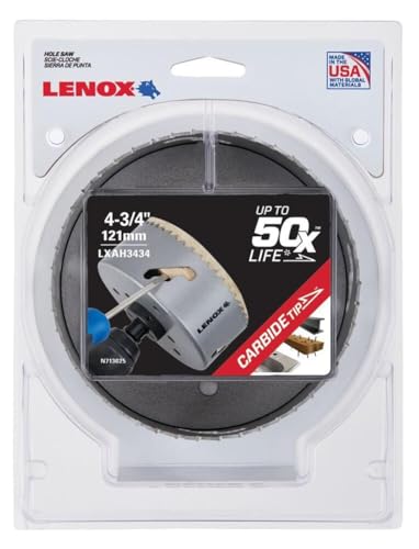 LENOX Tools Carbide Hole Saw, 4 3/4 -Inch (121 mm) (LXAH3434) - style: 4 3/4-Inch (121 mm)