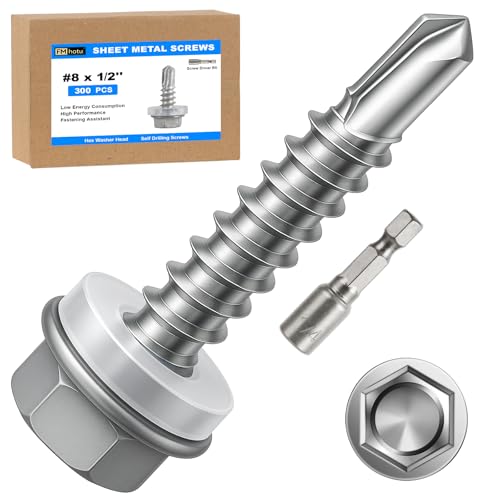 300Pcs Self Tapping Screws, Sheet Metal Screws #8x1/2 - size: #8 x 1/2", style: 300