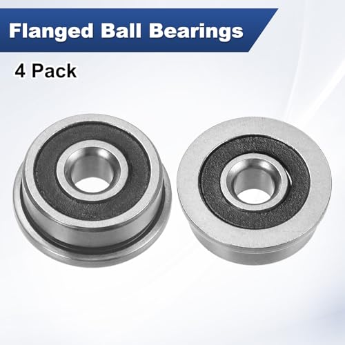 M METERXITY 4-Pack F623-2RS Flanged Ball Bearing, 3 x 10 x 4mm Double Rubber Shielded Chrome Steel (GCr15) Flange Rip Bearings for Wheelbarrow/Printer/Fax Machines/Power Tools - size: 3mm x 10mm x 4mm