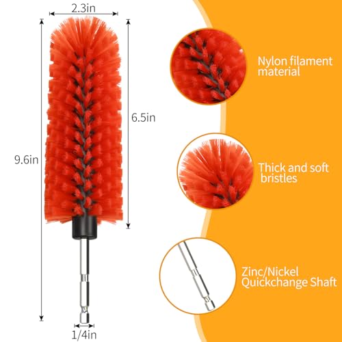 1 Pack Drill Brush for Car Wheel and Bottle(Red) - color: 1 Pack Red
