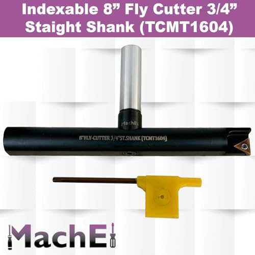MachEl New Balanced Design 8″ Fly Cutter Indexable Type with 3/4″ Straight Shank Single Insert Face Milling Cutter TCMT1604 Insert Included Torx Screw & Star Key Included - size: 8" Fly Cutter 3/4" Straight Shank