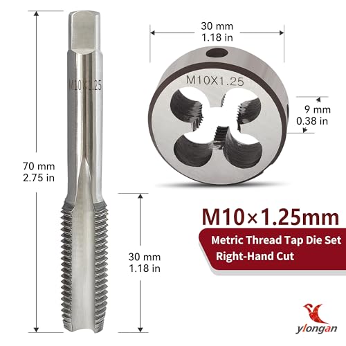 M10x1.25 Tap and Die Set, Metric Right-Hand M2 HSS M10 x 1.25 Tap Die Set - size: m10 x 1.25