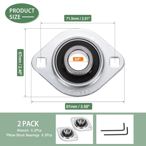 SBPFL204-12 Pillow Block Bearings,3/4" Bore 304 SS Housing w Wrench - size: SBPFL204-12( ID:3/4")