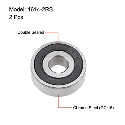 uxcell 1614-2RS Deep Groove Ball Bearing 3/8"x1-1/8"x3/8" Sealed 2pcs - size: 3/8"x1-1/8"x3/8"