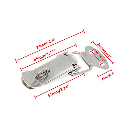 10pcs Spring Loaded Toggle Latch with Padlock Hole, Stainless Steel, Silver - size: 74mm/2.9" 10pcs A
