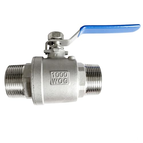 1-1/4 inch Male to Male Thread Ball Valve 304 Stainless Steel Full Port NPT Thread Ball Valves WOG1000 - size: 1-1/4 inch