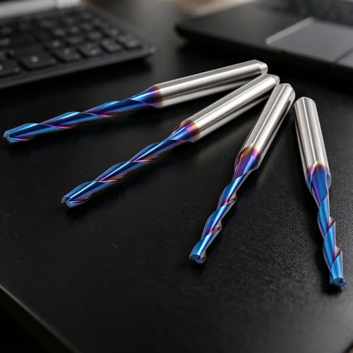 HQMaster 1/8" Shank CNC Router Bits 2 Flute Upcut CNC Bit End Mill 10pcs - size: 0.08"CED x 1/8"SD x 11/16"CEL x 1-1/2"OA