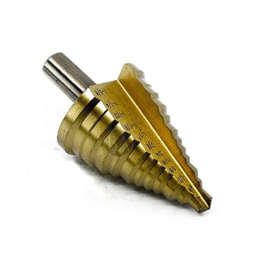 Benchmark Abrasives High-Speed Steel Step Drill Cone Bits for Hole Drilling in Metal, Wood, Plastic, Multi-Size Hole Cone Stepped Bit for Sheets of Metal, Aluminum, Copper - (7/8" - 1-3/8") - size: 7/8" - 1-3/8"