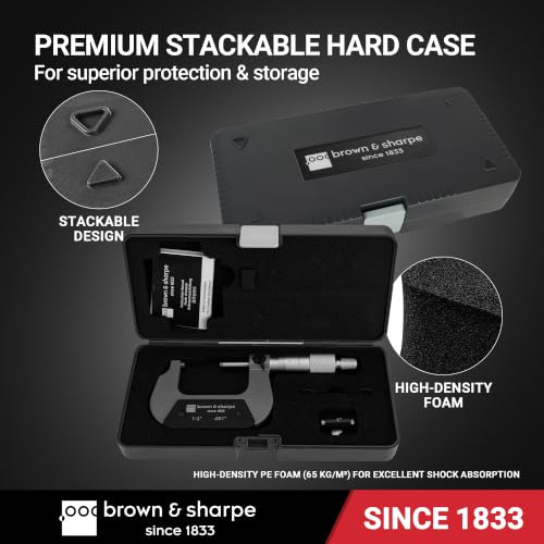 Brown & Sharpe 1-2" Outside Micrometer, 0.001" Graduation, Carbide Faces - size: 1-2 Inch