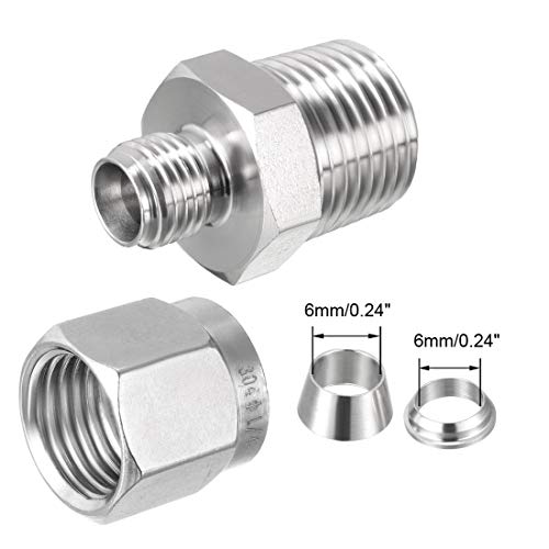 uxcell Compression Tube Fitting, 1/2 NPT Male x Ф1/4" Tube OD with Double Ferrules 3pcs - size: 1/4" x 1/2NPT