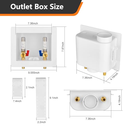 HeSun Washing Machine Outlet Box, 1/2" PEX-A x 3/4" MHT Outlet(WM053-1) - size: Washing Machine Box W/ SS Arrestor, style: F1960 Pex A Expansion