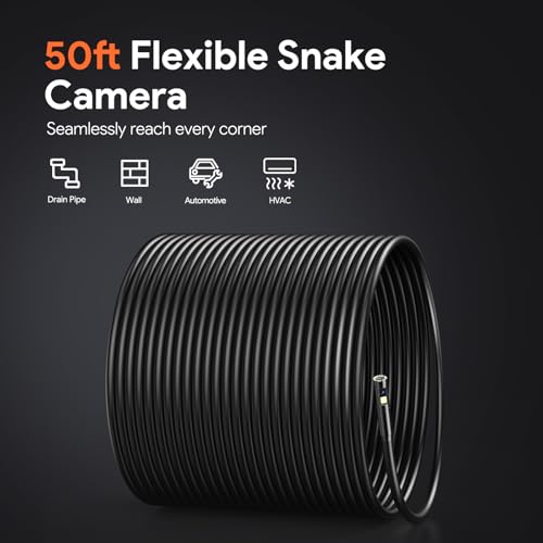 DEPSTECH 50FT Endoscope Camera, 5" IPS Screen Triple Lens Inspection Camera