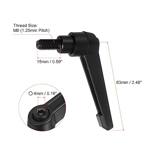 HARFINGTON 8pcs Adjustable Clamping Lever Handles M8 x 15mm Male Thread Bolt Knobs Rotating Screw Locking Quick Release Ratchet Push Button Handle, Black - size: M8 x 15mm
