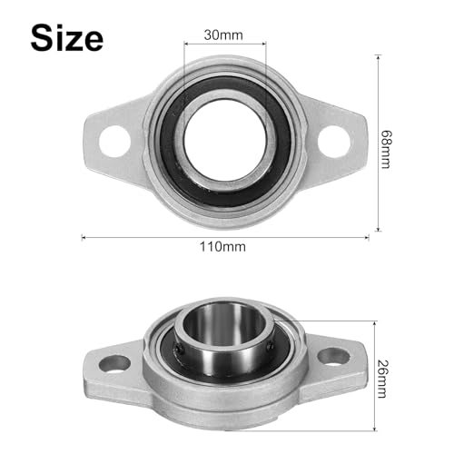 uxcell 2pcs KFL006 Pillow Block Bearings 30mm Bore Bearing Units Zinc Alloy Flange Mounted Bearing Housing, P6(ABEC3) - size: KFL006