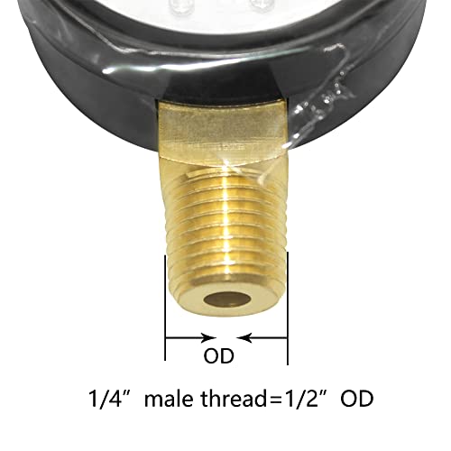 Joywayus Pressure Gauge 0 to 200 PSI Brass 1/4" Male NPT Thread Lower Mount, Multiple Function - size: 0-200PSI--1/4", style: No Glycerin Filled