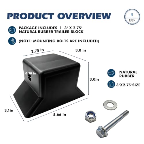 Flat Bow Stop Fits Boat Trailers 5.5 In Span 1/2 Shaft, Jon Boat, Skiff