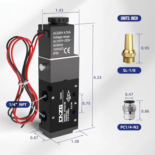 1/4"NPT Pneumatic Air Solenoid Valve DC24v 5 Way 4V210-08 - size: NPT 1/4"
