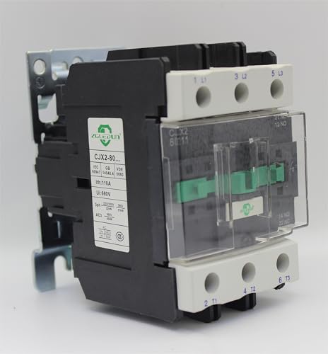 AC Contactor, CJX2-80A*24V AC, Screw Clamp Terminals, DIN Rail Installation, 3 Pole+Auxiliary 1NO+1NC, Motor Control - color: 80A, size: 24 Volt
