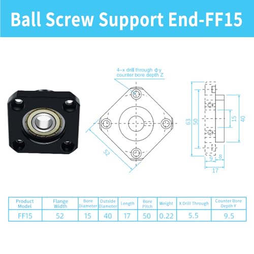 BORDSTRACT FK15 FF15 Ball Screw End Support Kit, C7 Precision for SFU2005 SFU2010, CNC & Automation Equipment