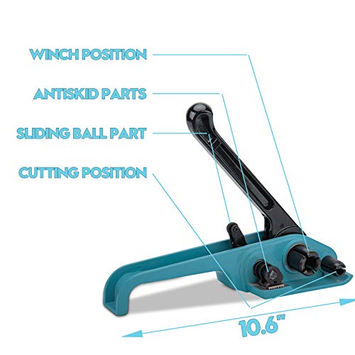 MYFAMIREA Heavy Duty Poly Strapping Tensioner Sealer and Cutter Manual Packing Tools Kit for 1/2"-3/4" Width Polyester Polyproplyn Strap(Lake Blue) - style: Tensioner-Lake Blue