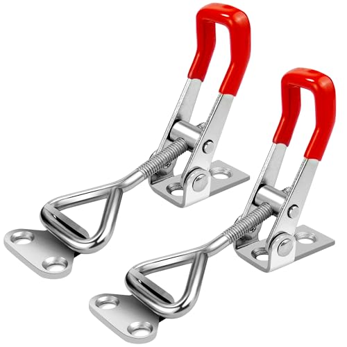 2 Pack Toggle Latch Clamp 4001 Adjustable 304 Stainless Steel Toggle Hasp Latches for Smoker Lid Jig Freezer Door Cooler Box Case Trunk Draw Chest, Quick Release 330Lbs Holding Capacity - size: 4001