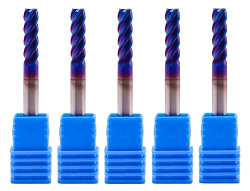 4 Flute Tungsten Carbide Square End Mill(5Pcs, 3/16"), TiAlsiN Nano Coated
