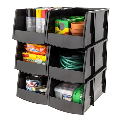 IRIS USA 12 Pack Stackable Storage Bins Open Front Plastic Organizer Caddy Basket, Hardware Crafts, Small Parts, Nuts/Bolts, Garage Tools, Jumbo - size: Jumbo - 12 pack