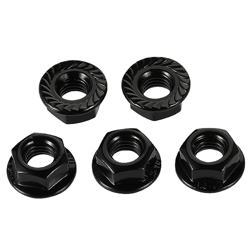 M12-1.75 Serrated Flange Hex Nuts Flanged Locknuts, 304 Stainless Steel 18-8, Black Finish, 10 PCS - size: M12-1.75