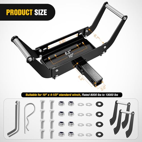 Nilight 10 x 4 1/2" Winch Bracket 8000-13,000 Lb Capacity - color: 10" x 4 1/2" Cradle Winch Mounting Plate