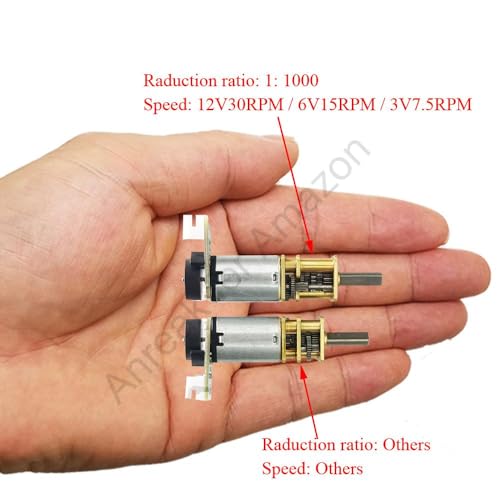 2Pcs DC 12V 80RPM N20 Encoder Motor for DIY Projects 3-12V 7.5-3000RPM High Torque Motor with Gearbox (12-80) - style: 12V 80 RPM