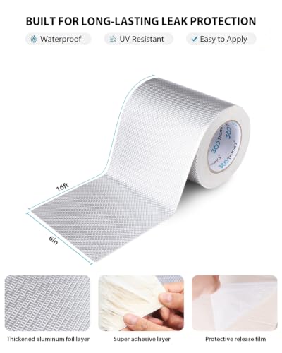 Waterproof Butyl Tape 6" x 16ft, Aluminum RV Roof Repair Tape - size: 6 in x 16 ft (W x L)