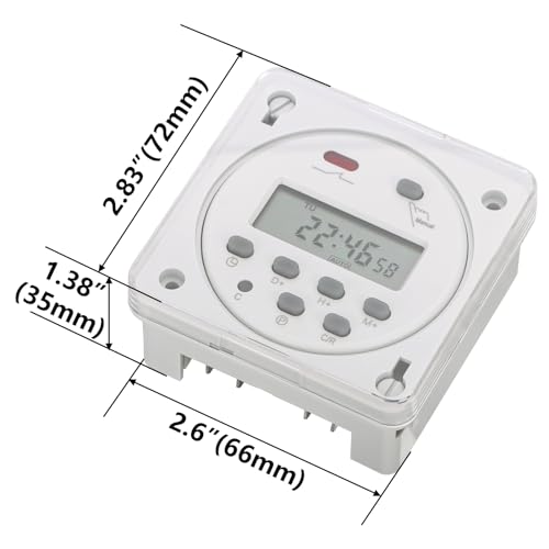 Timer Switch, CN101A, DC/AC 12V 16Amp, Digital LCD Power Programmable Timer Time Relay Switch, Supports 28 Scheduled Times Daily or Weekly, with Waterproof Cover (1) - size: AC/DC 12V