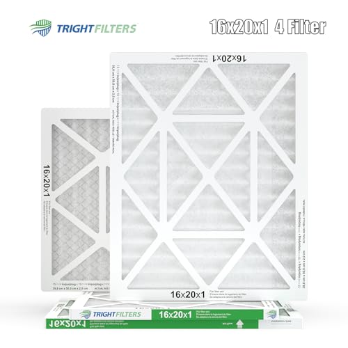 TRIGHTFILTERS 16x20x1 Air Filter 4 Pack, MERV 8 Pleated HVAC Furnace Filter - size: 16x20x1
