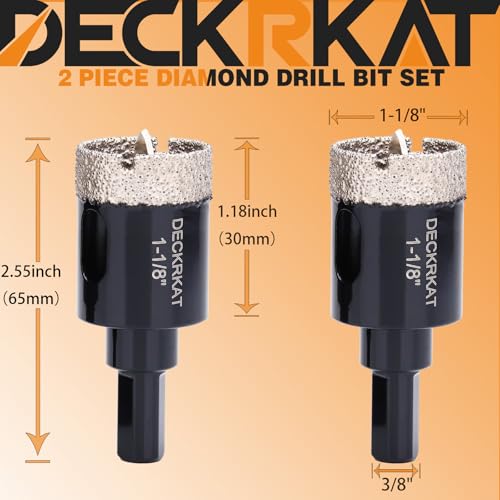 1-1/8 Inch Diamond Hole-Saw Bits with Pilot Drill Bit - 2pc 1-1/8" Diamond Tipped Tile Hole Saws with Guiding Bit Accurate Drilling for Porcelain Tile Ceramic Pottery Granite Stone Glass Bottles 28mm - size: 1-1/8”