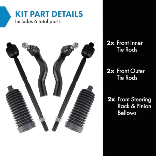 TRQ Front Steering Kit Rack and Pinion Bellow Tie Rod - style: PSA44094