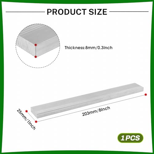 6061 Aluminum Flat Bar, 0.3" Thickness X 1" Width X 8" Length Aluminum Flat Plate, Solid Aluminum Bar for Crafting, Industrial Building - size: 0.3" X 1" X 8"