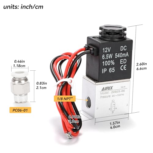 1/8" NPT Solenoid Valve 2V025-06, 2-Way Normally Closed, DC 12V, Lead - size: NPT1/8″/DC12/Out of line, style: 2-Way Solenoid Valve