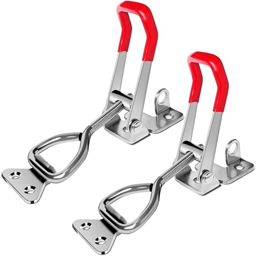 2 Pack Toggle Latch 4003 Adjustable 304 Stainless Steel Toggle Clamp Latch, 1320Lbs Holding Capacity Heavy Duty Toggle Latches for Smoker Lid Jig Freezer Door Cooler Box Case Trunk Draw Chest - size: 4003