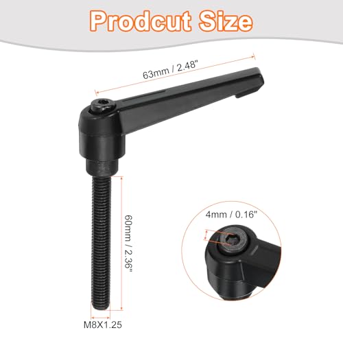 uxcell M8 x 60mm Adjustable Knobs Handle Male Thread Push Button Ratchet Quick Release Locking Rotating Bolt for Lathe Machinery, Black - size: M8 x 60mm